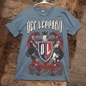 Def Leppard 2015 Rock of Ages Tour Graphic T-Shirt Blue